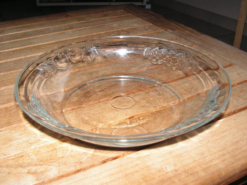 Schitterende vintage fruitschaal in glas (28 cm diam)., Verzenden