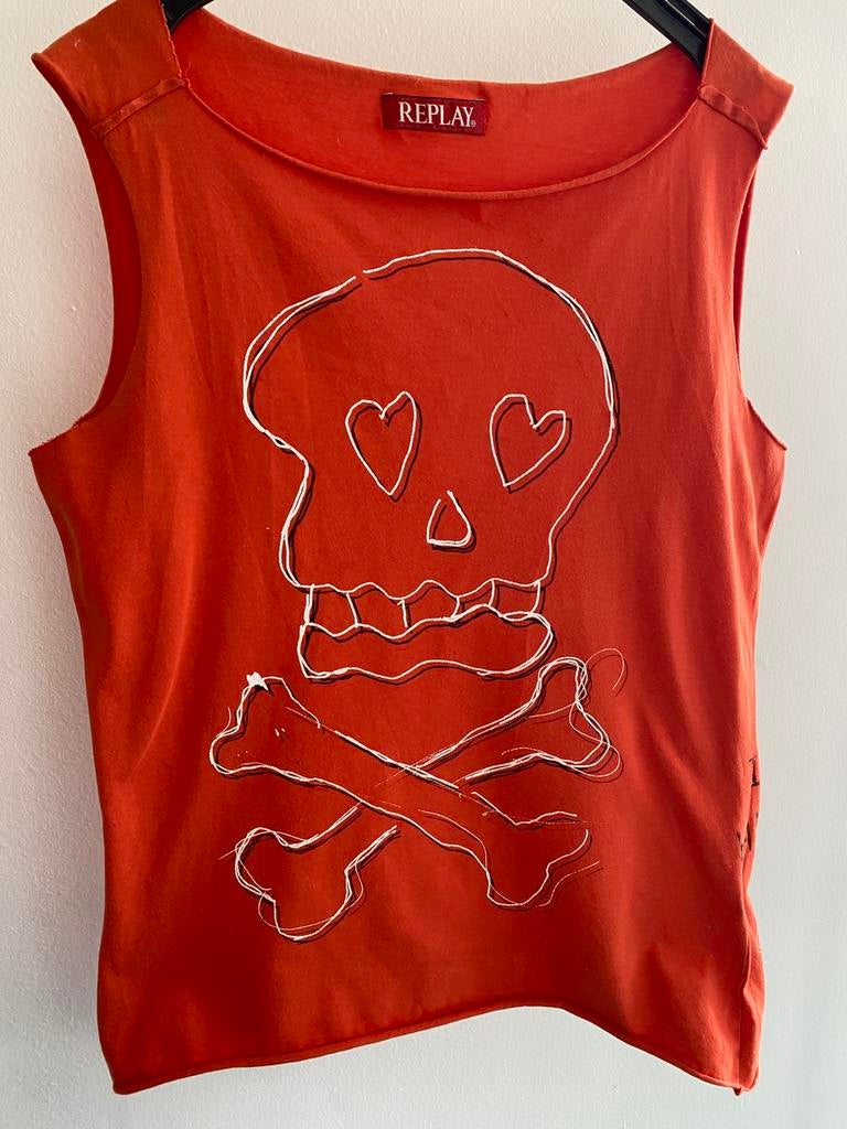Oranje t-shirt Replay maat S, Kleding | Dames, Ophalen of Verzenden, Zo goed als nieuw, Replay, Oranje
