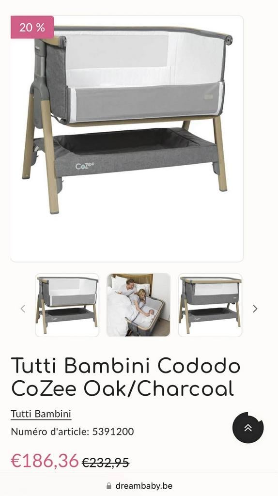 Tutti Bambini Cododo CoZee Oak/Charcoal, Kinderen en Baby's, Ophalen, Zo goed als nieuw