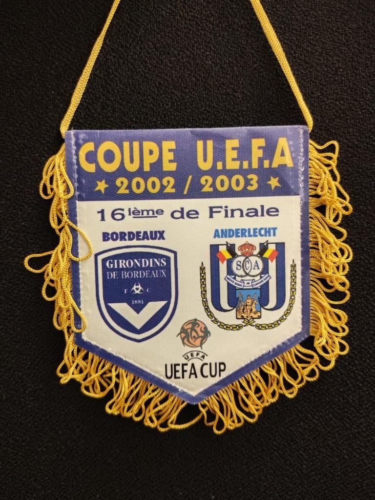 Anderlecht Girondins Bordeaux unieke vintage voetbal vaandel, Ophalen of Verzenden, Zo goed als nieuw, Spel