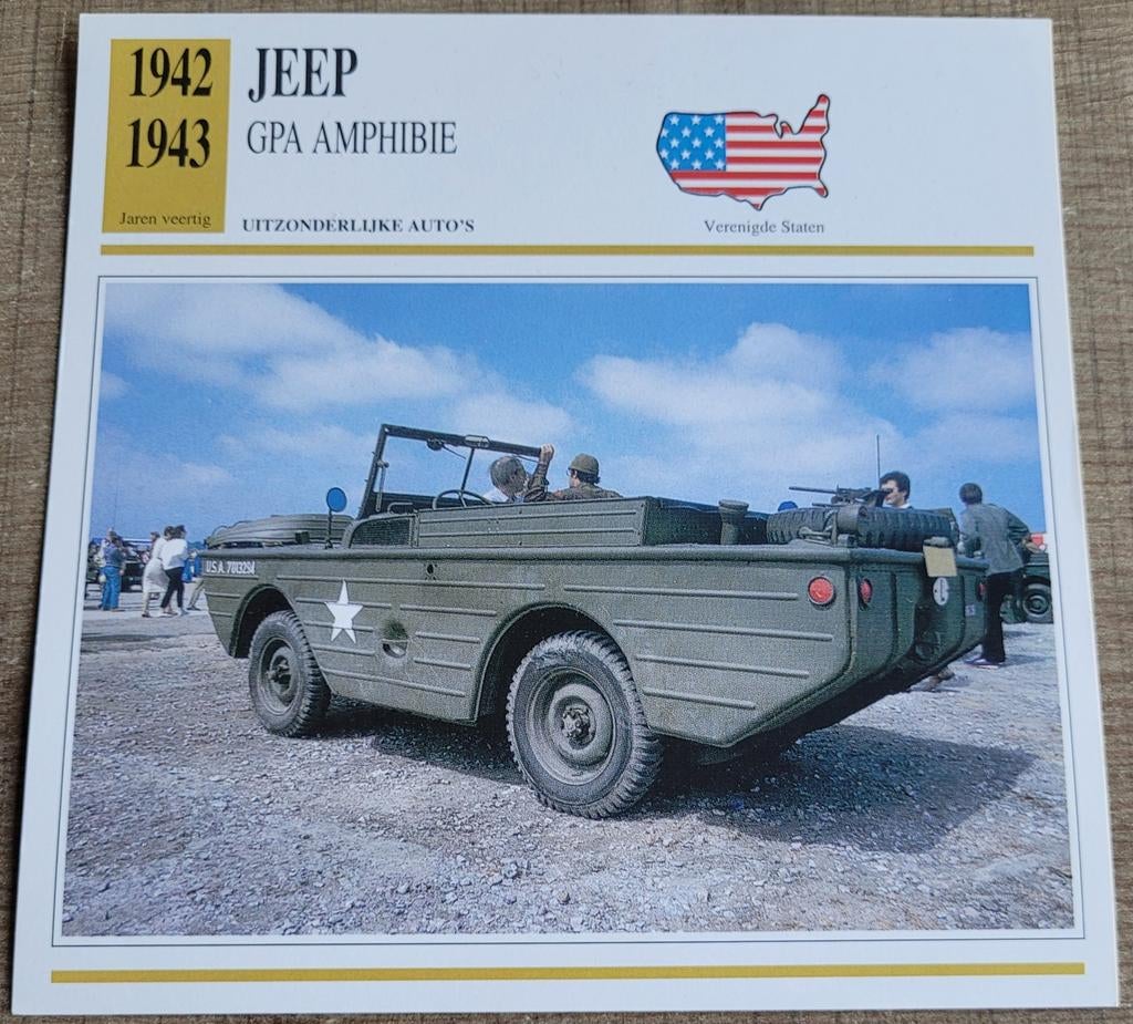 Jeep GPA Amphibie (1942-1943): verzamelkaart, Enlèvement ou Envoi, Autres, Photo ou Poster