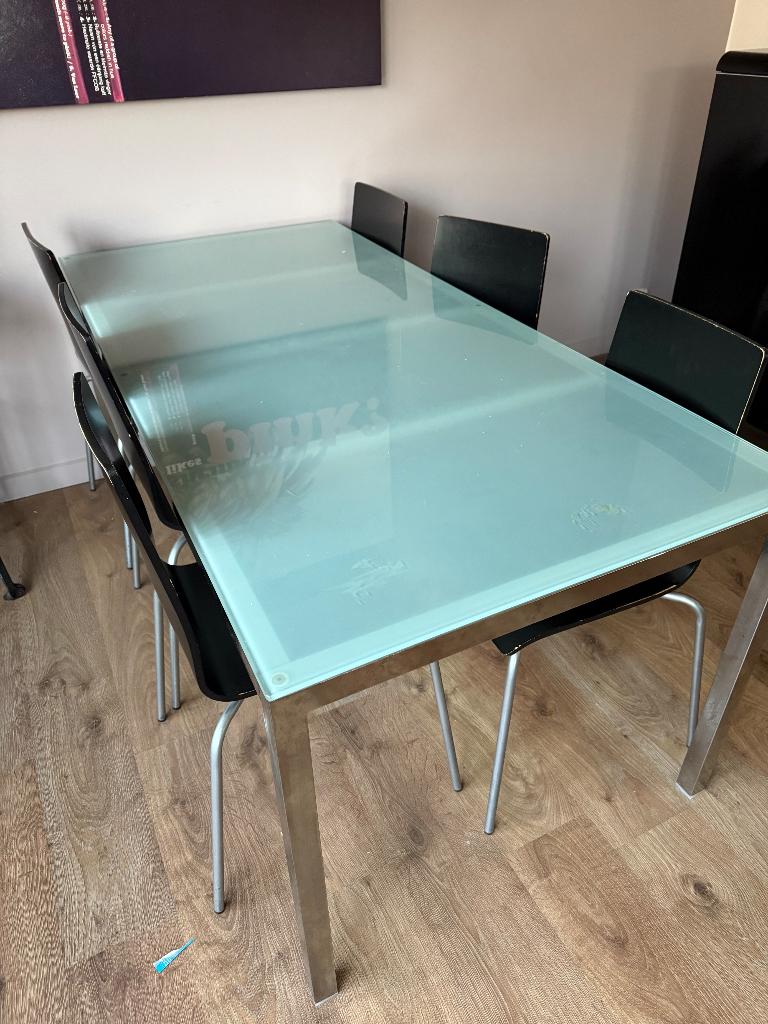 Eettafel + 6 stoelen, Ophalen, 100 tot 150 cm, Vijf personen of meer, 150 tot 200 cm