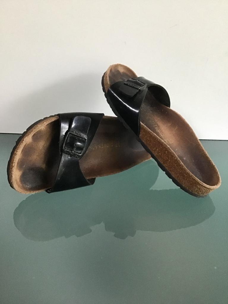 Gratis Verzenden | Birkenstock Madrid lak zwarte slippers 37, Comme neuf, Envoi, Birkenstock, Sandales de bain