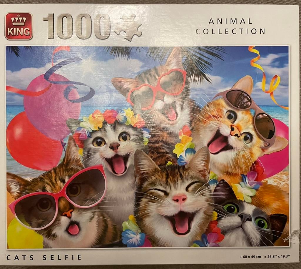 Puzzel 1000st King Cats Selfie, Ophalen, Zo goed als nieuw