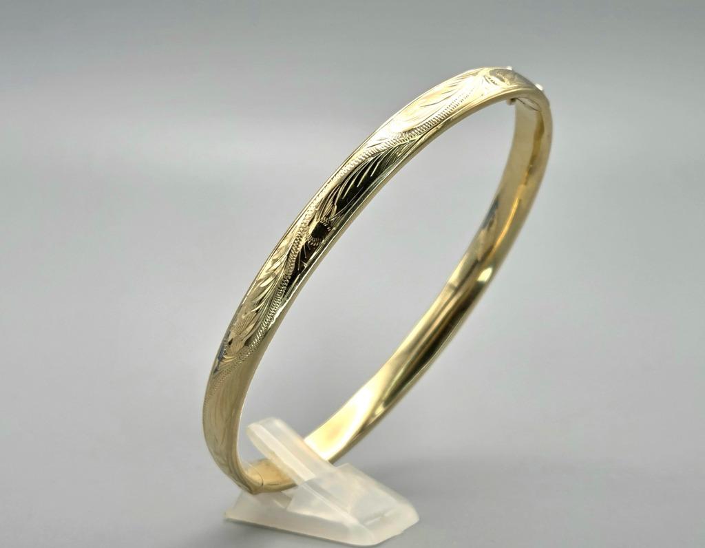 Gouden bewerkte slavenarmband veiligheidsslot. 2025/623., Verzenden, Zo goed als nieuw, Goud, Goud