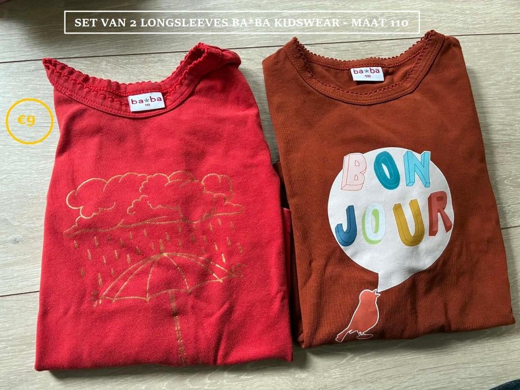 Setje maat 110: 2 longsleeves Ba*Ba Kidswear, Enlèvement ou Envoi, Chemise ou À manches longues, Ba*Ba, Utilisé
