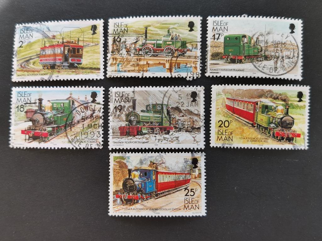 Île de Man 1988 - anciens tramways et trains, chemins de fer, Enlèvement ou Envoi, Autres pays, Affranchi