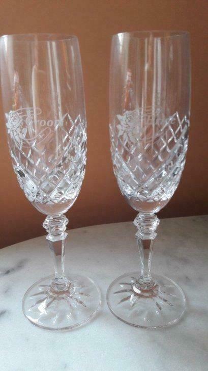 kristallen champagne Bride/Groom bruidsglazen