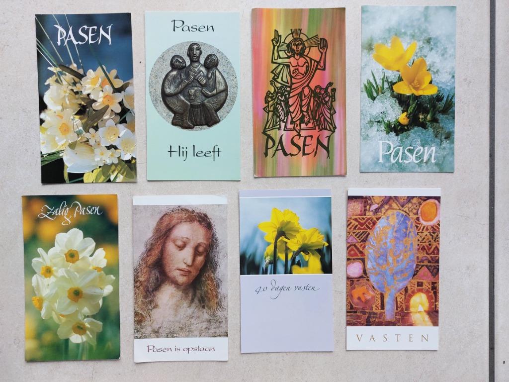 lot van 8  gebedskaarten  Pasen en Vasten, Envoi