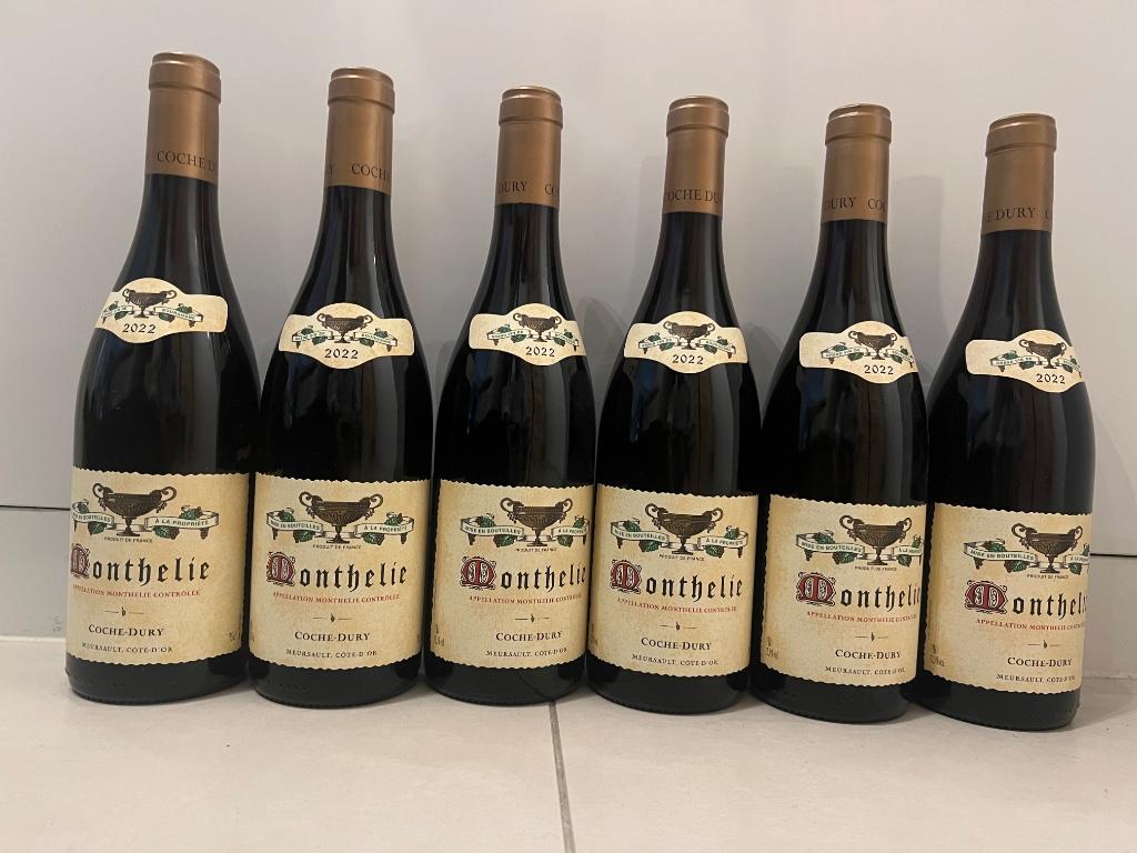 Coche Dury Monthelie 2022 lot de 6 bouteilles, Neuf, Pleine, Enlèvement, Vin rouge