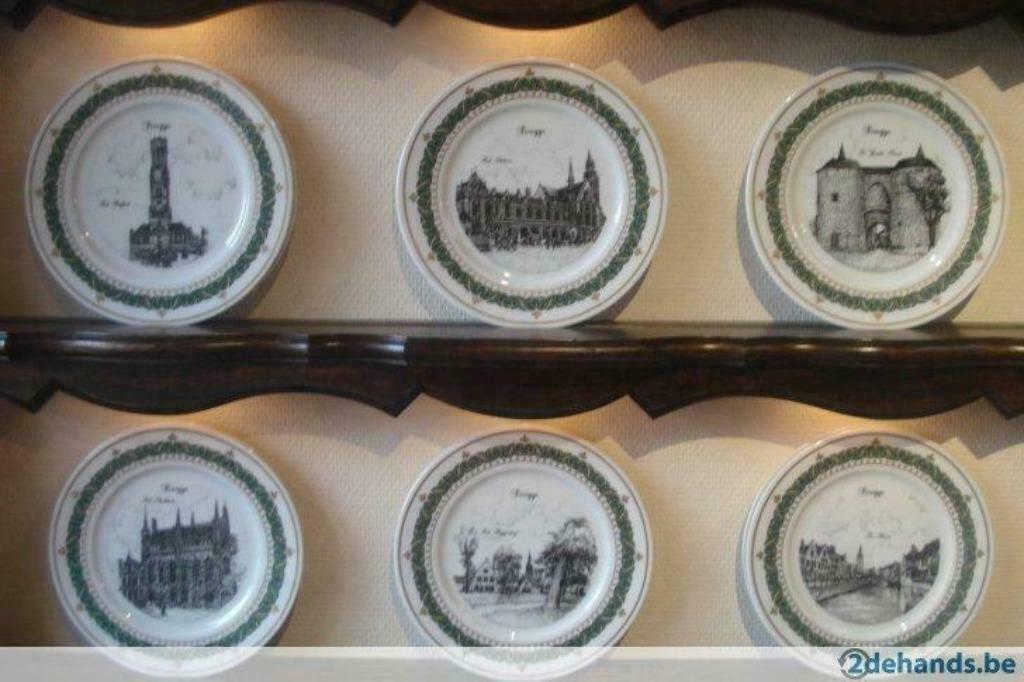 6 unieke borden Brugge in porselein (g. swaenepoel) te ieper, Antiek en Kunst, Ophalen of Verzenden