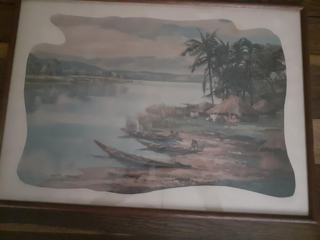cadre avec dessin Congo, Antiquités & Art