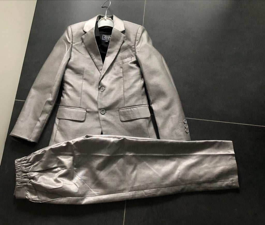 communie kleren kostuum zilver. Maat 128, Kinderen en Baby's, Ophalen of Verzenden