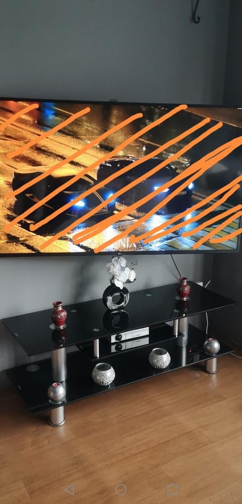 meuble TV en verre noir avec pieds, Enlèvement ou Envoi, Verre