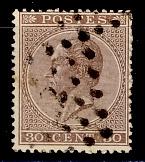 Belg. 1865 - Leopold I nr 18, Verzenden, Gestempeld