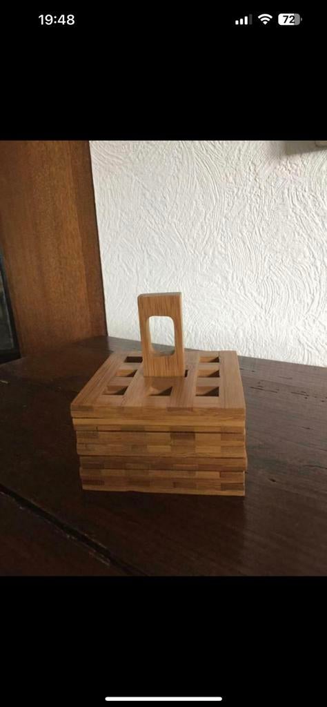 Houten onderleggers met houder, Huis en Inrichting, Ophalen, Zo goed als nieuw