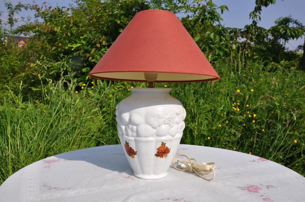 lampe de table pied en faience decor fruits, Antiquités & Art, Enlèvement ou Envoi