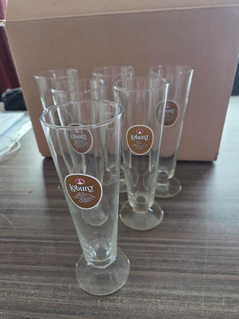 SET van 6 LOBURG bierglazen, Ophalen, Zo goed als nieuw, Bierglas