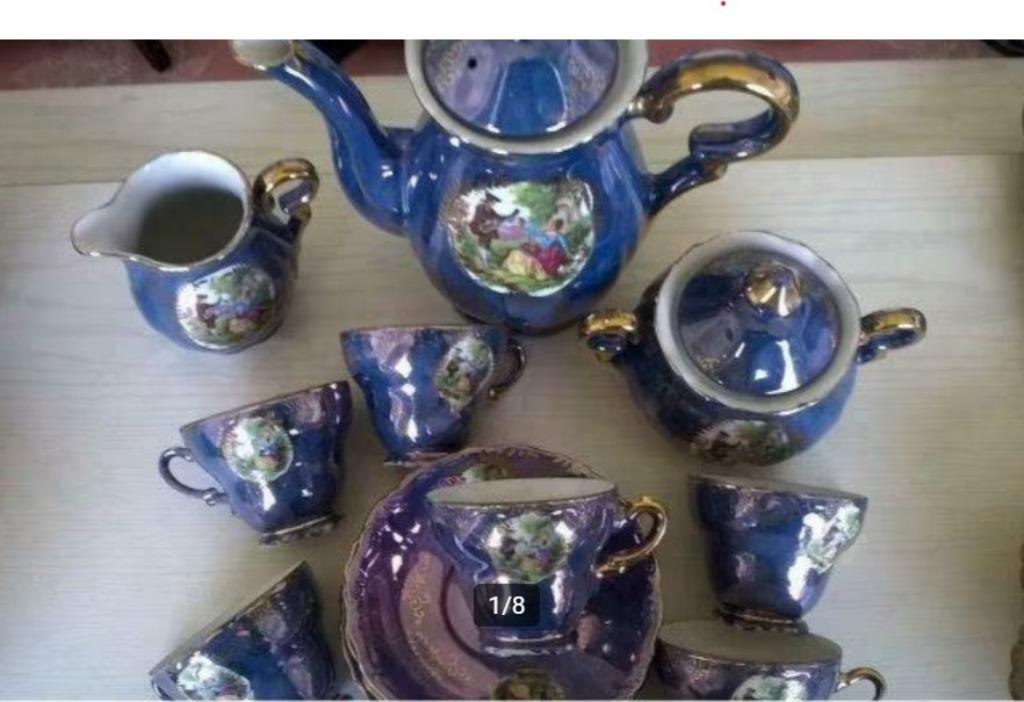 sierlijk blauw-goud kleurig koffieservies (15 delig)-sphinx, Enlèvement