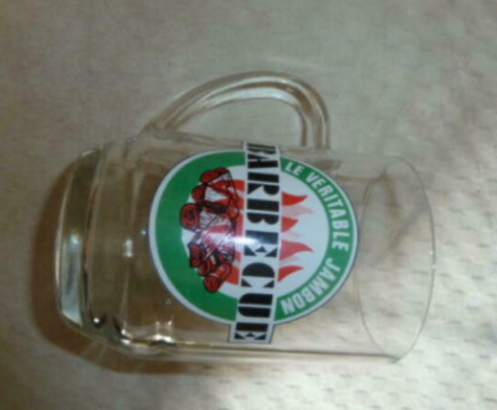 #G bier glas / Pul " Le Veritable Jambon BARBECUE ", Collections, Enlèvement ou Envoi, Utilisé, Verre à bière
