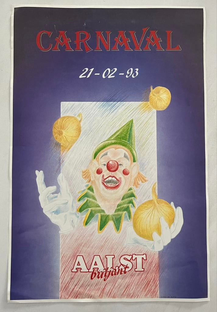 Aalst Oilsjt Carnaval kleine affiche 1993, Verzamelen, Ophalen, Gebruikt