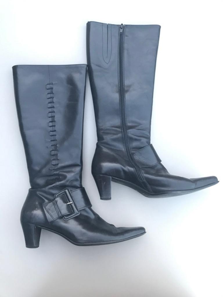 Boots de chambre vintage de luxe en cuir noir livraison grat, Comme neuf, Bottes hautes, Noir, Envoi