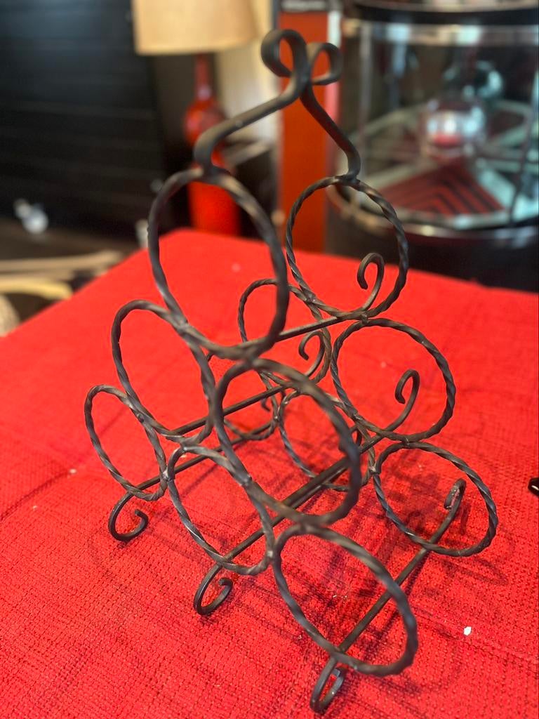 Vintage smeedijzer wijnrek 6 flessen, Huis en Inrichting, Woonaccessoires | Wijnrekken, Ophalen, Zo goed als nieuw