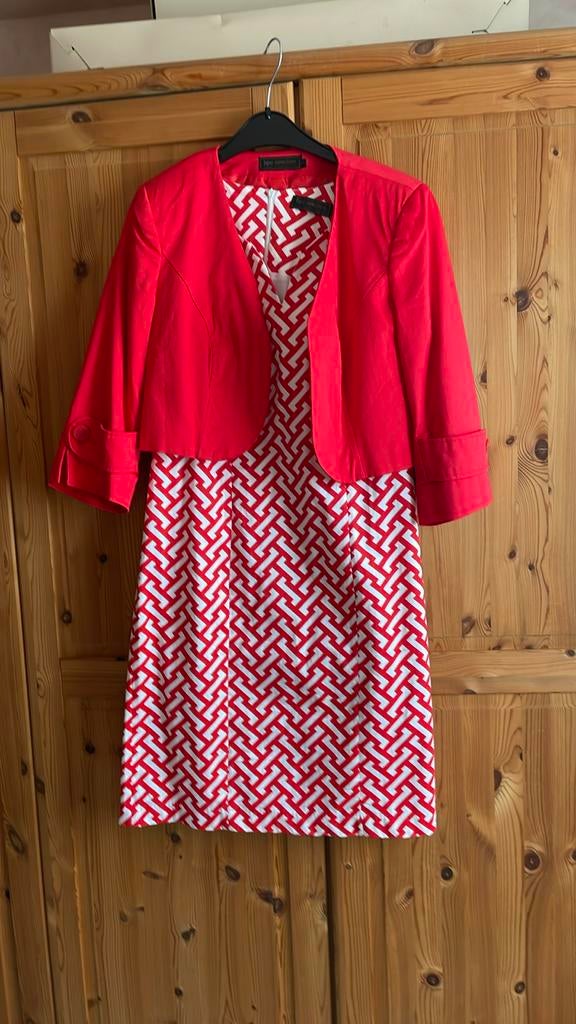 Rood wit kleed met rood kort vestje maat 40, Enlèvement ou Envoi, Neuf