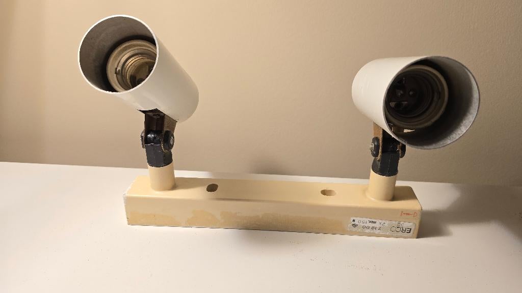 double-spot Erco 71200 (vintage), Ophalen of Verzenden, Gebruikt, Kunststof, Plafondspot of Wandspot