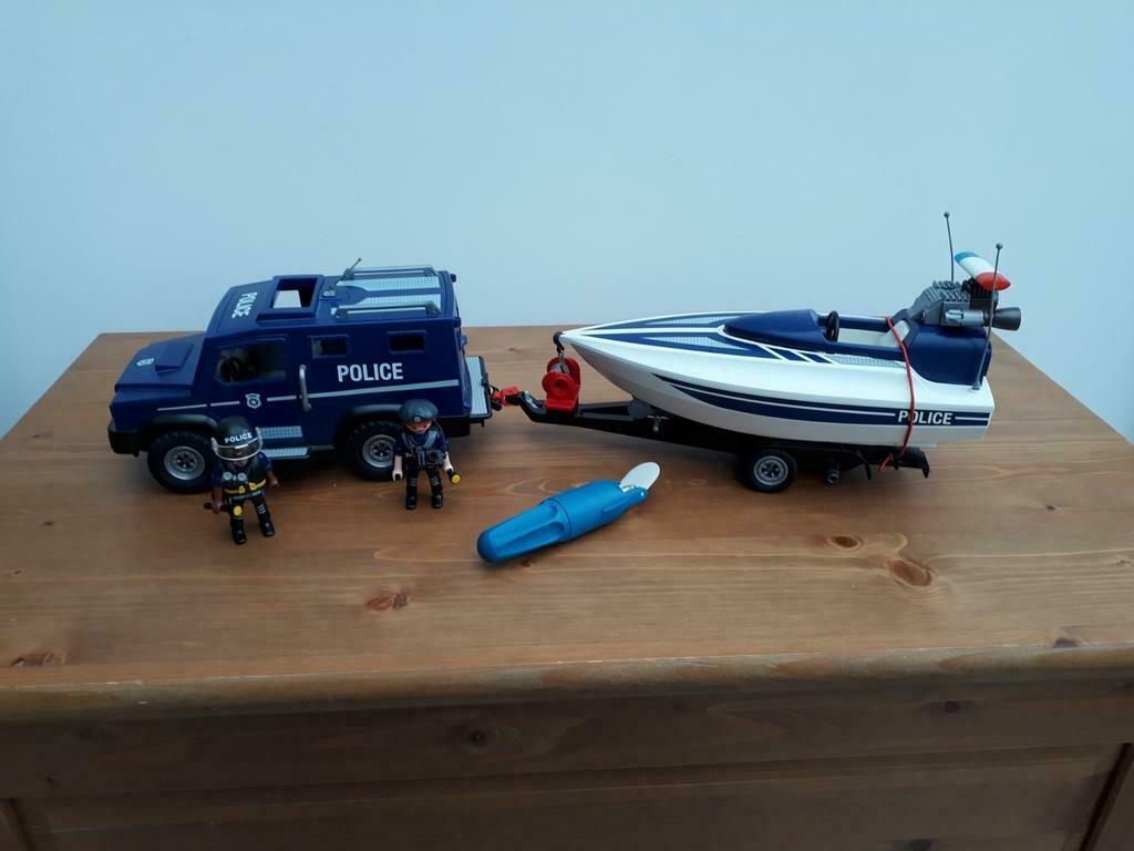 Playmobil voiture police et bateau, Enlèvement, Utilisé