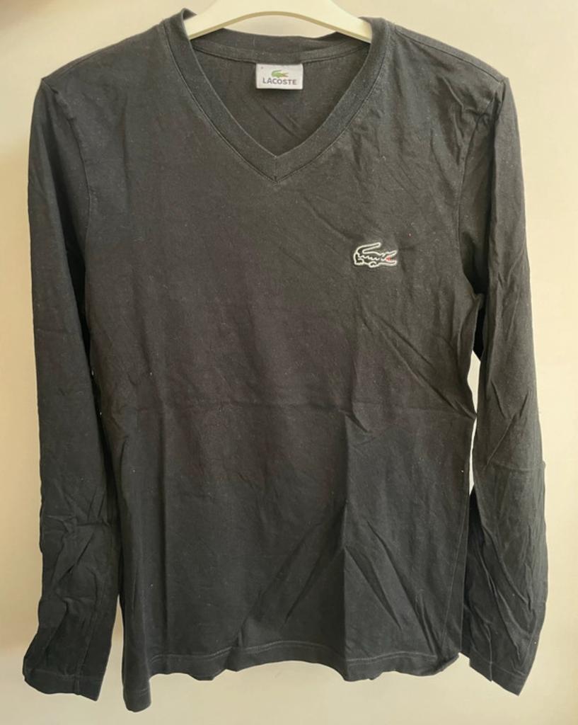 Lacoste katoenen t-shirt met lange mouwen S, Ophalen of Verzenden, Zo goed als nieuw, Maat 46 (S) of kleiner, Zwart