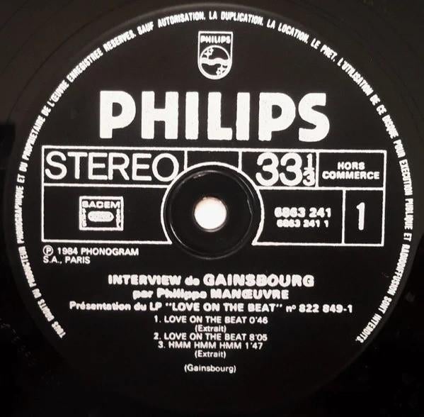 Serge Gainsbourg Interview "Love On The Beat", Enlèvement ou Envoi, Comme neuf, 12 pouces