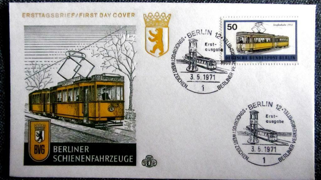 FDC-VERVOERMIDDELEN-TRAM-TREIN-AUTO-KOETS-FIETS- DUITSLAND, Ophalen of Verzenden, Gestempeld, Treinen