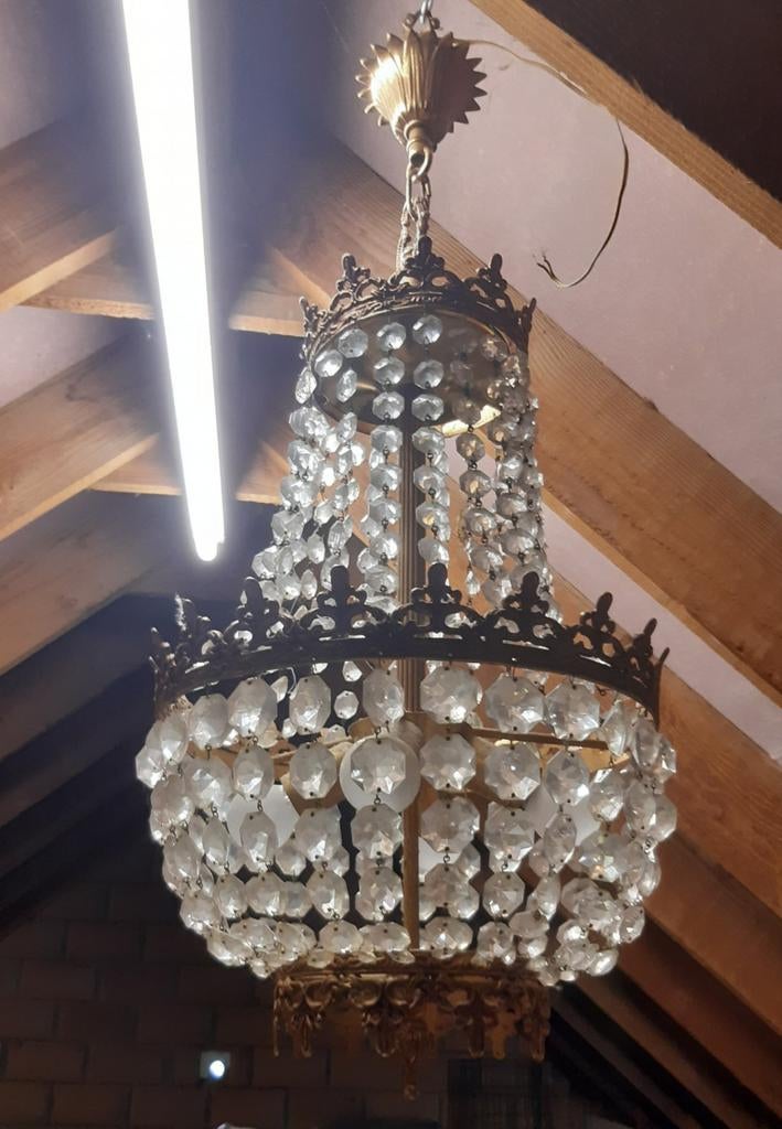 Kristallen luster  75cm H diameter 35cm, Ophalen, Zo goed als nieuw
