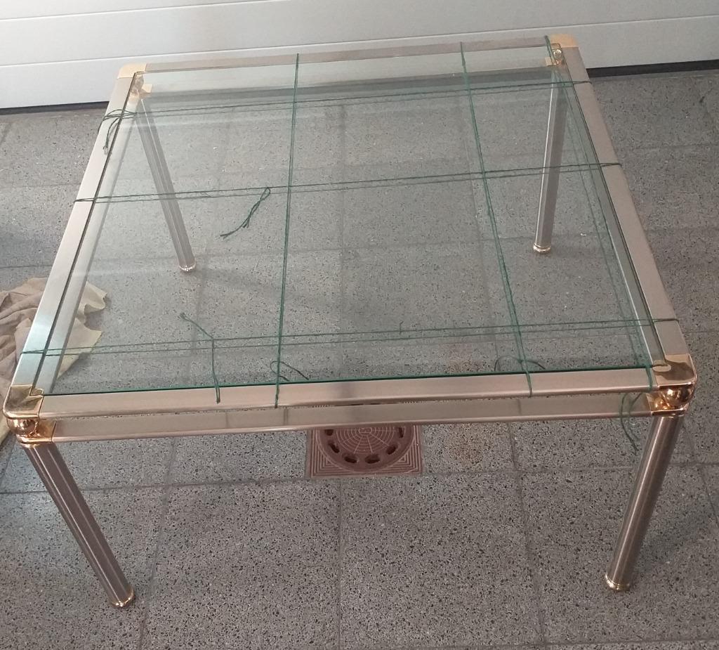 design salontafel en serveertafel in glas, Huis en Inrichting, Tafels | Salontafels, Ophalen, Zo goed als nieuw, Glas, 50 tot 75 cm