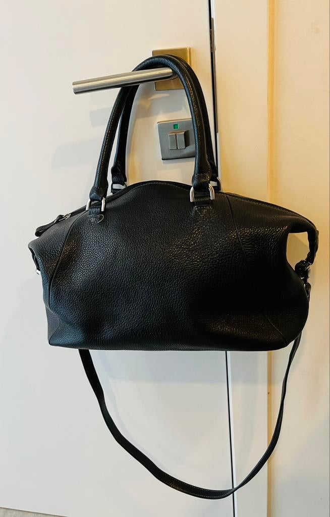 Dameshandtas zwart leder- Mazarin- zeer goede staat, Enlèvement ou Envoi, Comme neuf, Noir, Sac à main