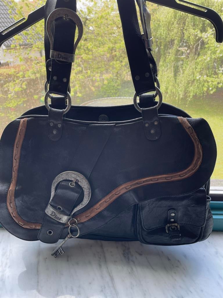 PRACHTIGE ZWARTE VINTAGE HANDTAS DIOR  SOEPEL LEDER NIEUW, Enlèvement ou Envoi, Comme neuf