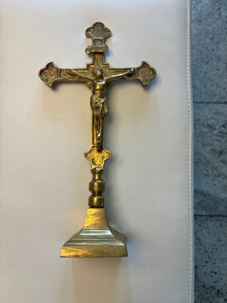 crucifix antique en cuivre lourd, Enlèvement ou Envoi