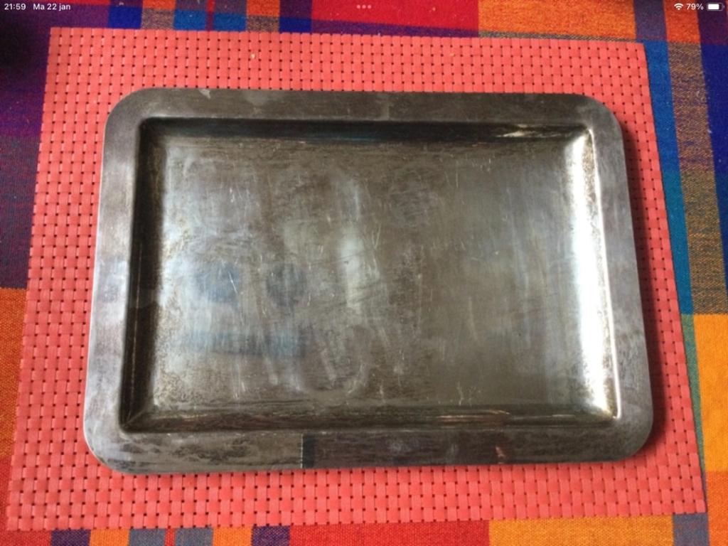 Plateau en argent 34 x 24 cm, Enlèvement ou Envoi, Utilisé, Rectangulaire, Métal