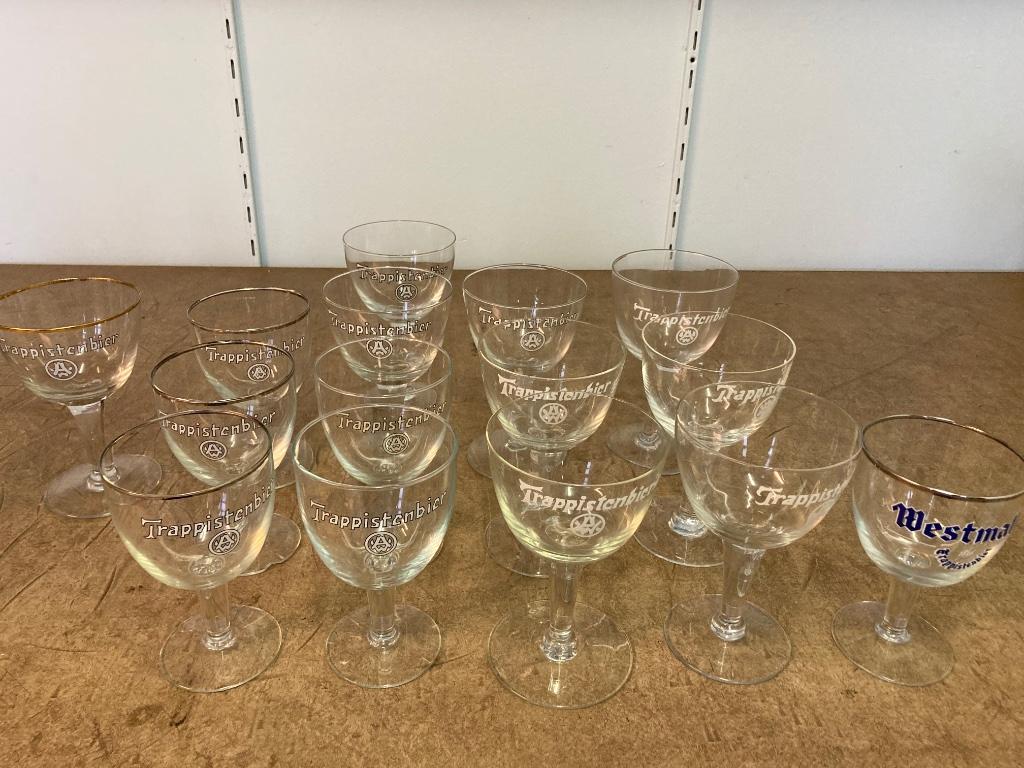 Oude bierglazen Westmalle, Jupiler, Abdij Tongerlo, Collections, Marques de bière, Enlèvement, Comme neuf, Verre ou Verres, Autres marques