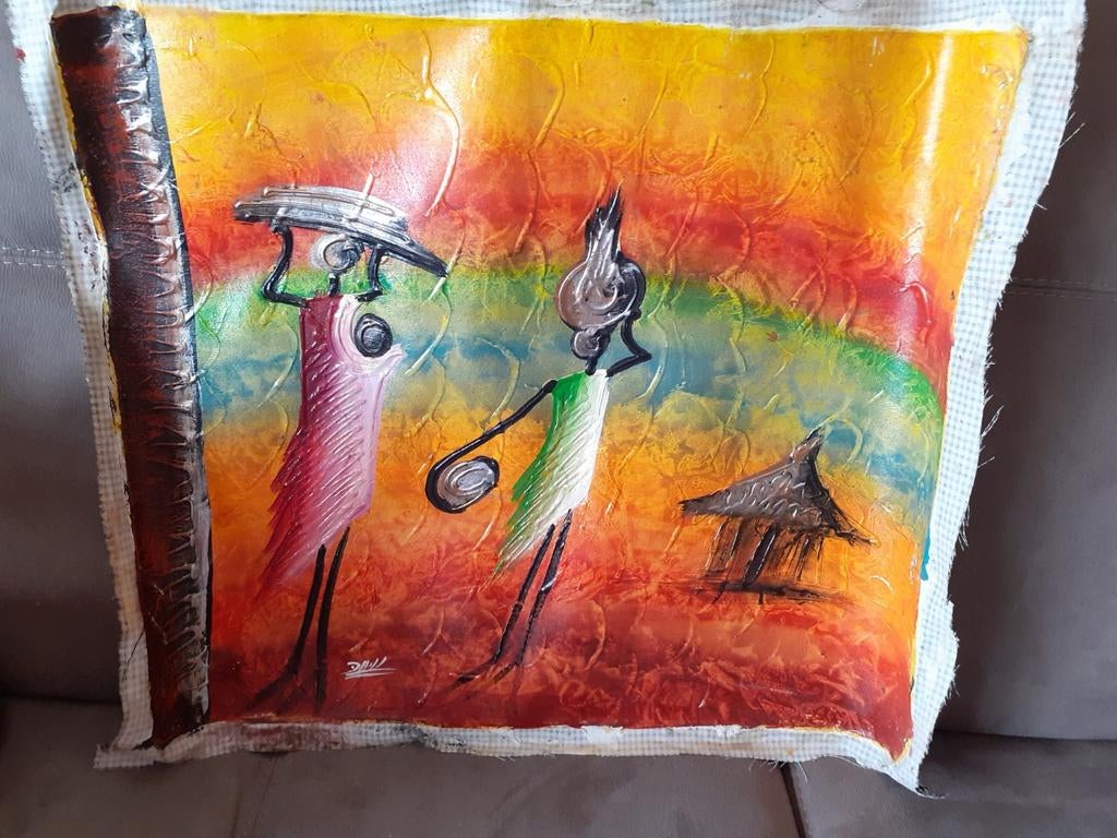 Peinture Africaine sur toile signée, Enlèvement ou Envoi