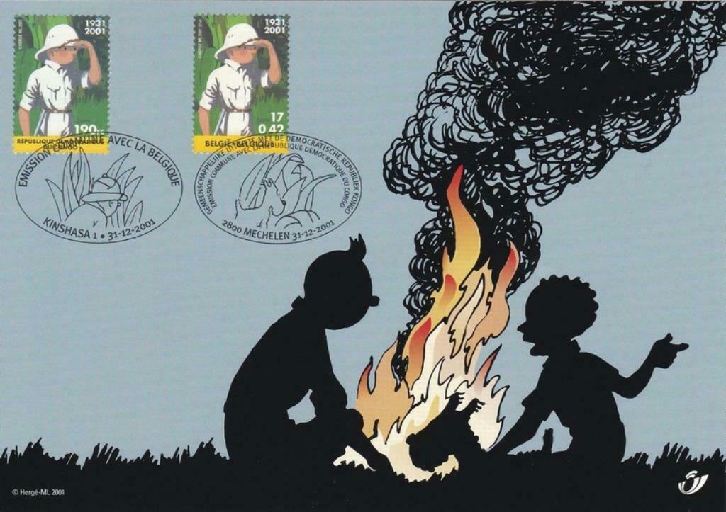 Tintin au Congo Carte-souvenir 2001, Timbres & Monnaies, Enlèvement ou Envoi, Affranchi, Autres thèmes