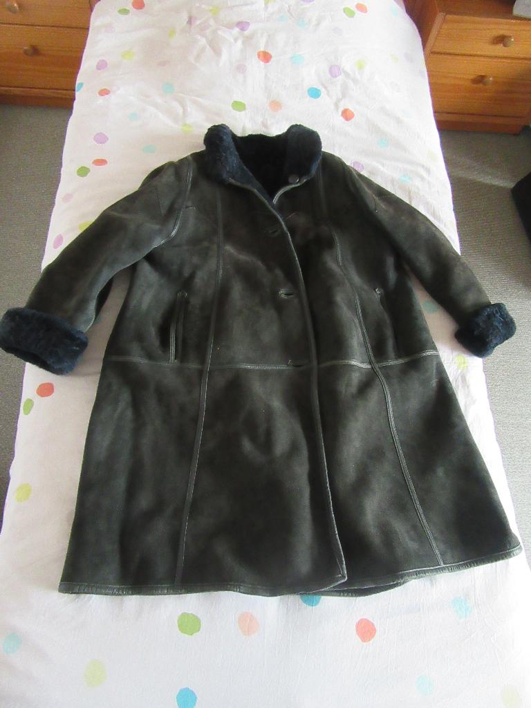 bruine daim winterjas voor dames, Enlèvement, Porté, Taille 42/44 (L)