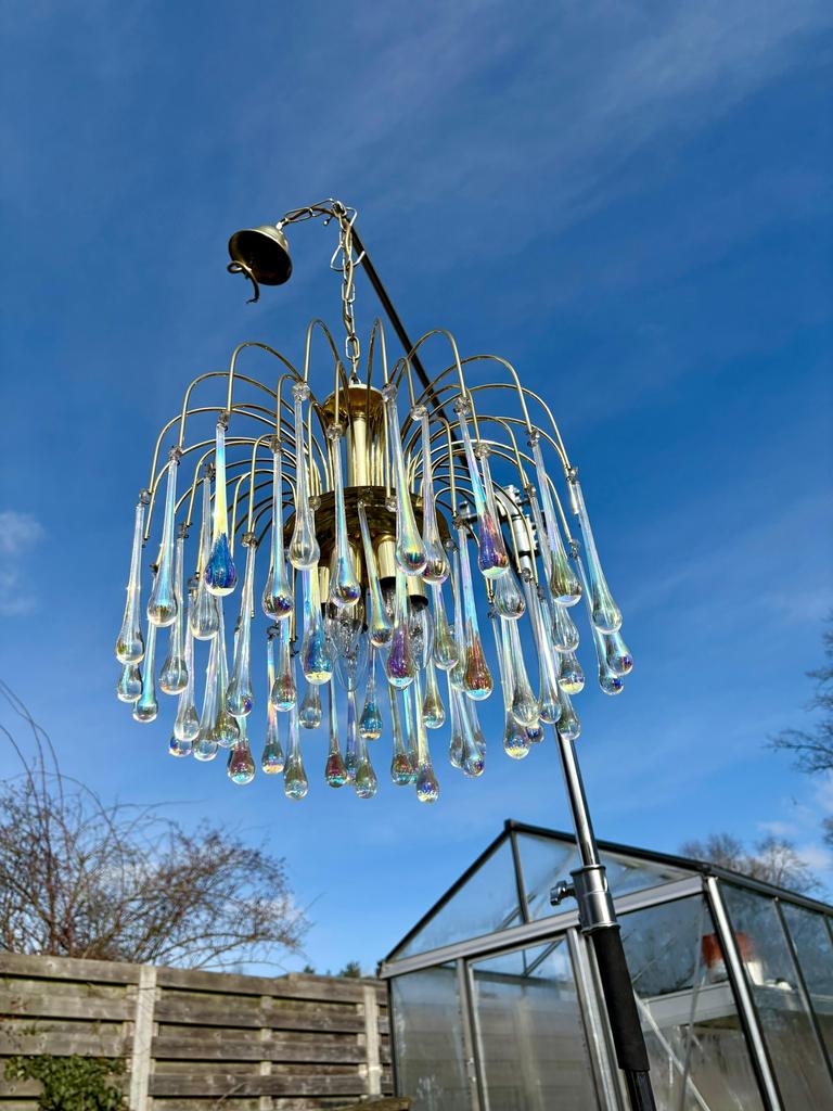 Vintage 70s Murano Glass teardrop chandelier, Ophalen