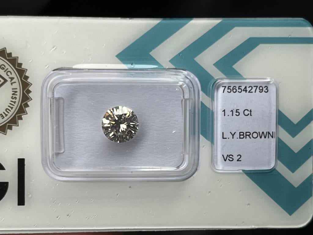 Natuurlijk gekleurde diamant 1,15 ct / VS 2, G/VG/VG, Enlèvement, Comme neuf