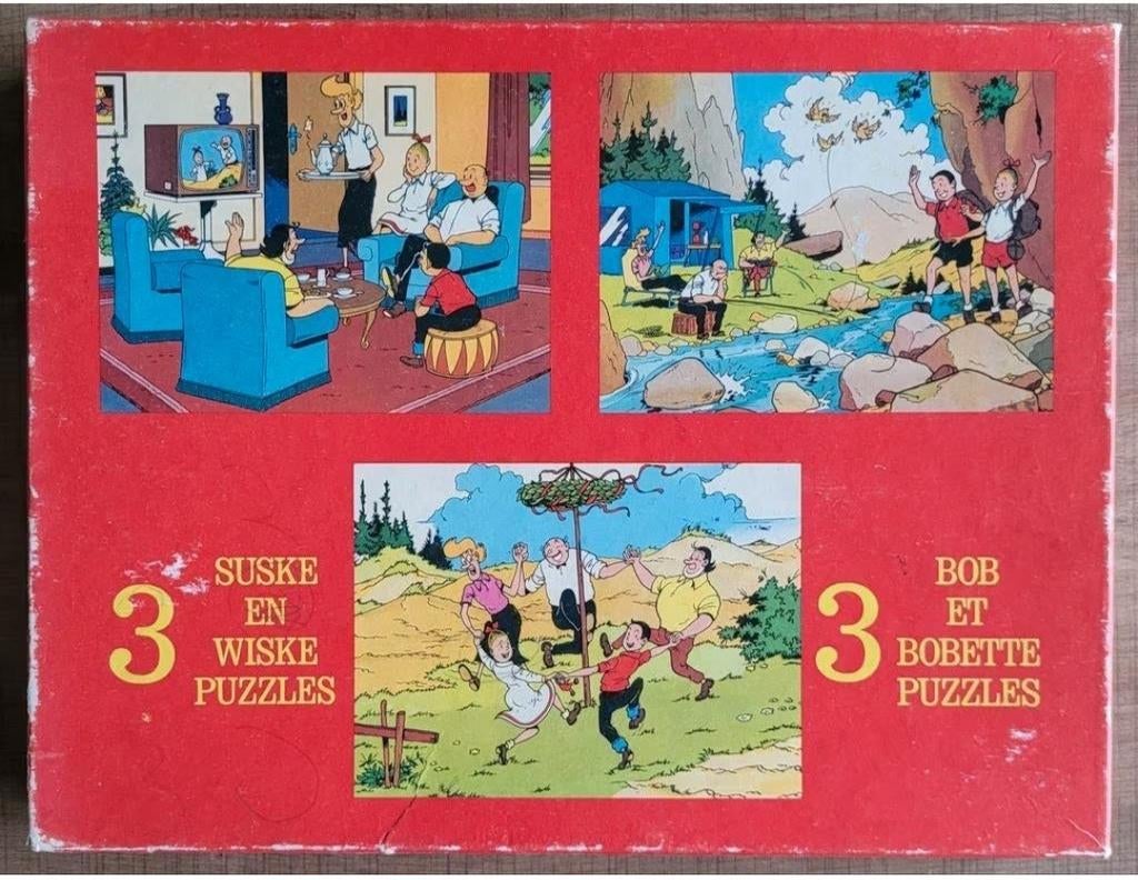 Suske en Wiske: oude puzzeldoos met 3 puzzels (volledig!), Verzamelen, Ophalen of Verzenden, Suske en Wiske, Gebruikt, Overige typen