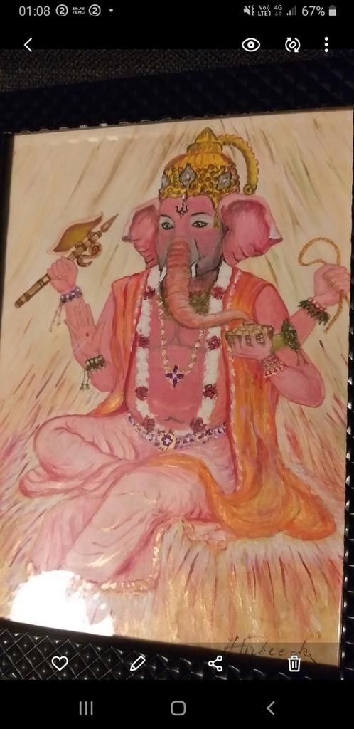 Schilderij van Ganesha door kunstenares A.verbeeck, Antiek en Kunst, Ophalen