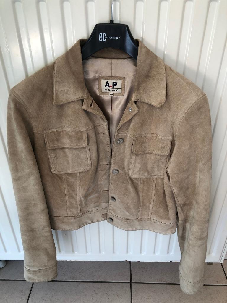 Daim jasje beige AP by Bruphils mt 40, goede staat, Taille 38/40 (M), Enlèvement ou Envoi, Beige, Bruphils