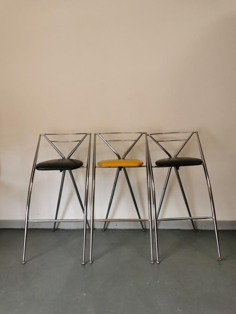 Vintage set van 3 barkrukken Yamakado Paris, Enlèvement, Utilisé