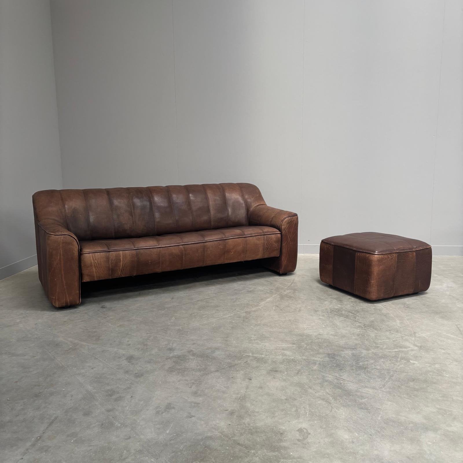 De Sede DS-44 sofa met hocker jaren 70 vintage design leer, Mid century modern vintage design 70s, Enlèvement, Utilisé, Cuir